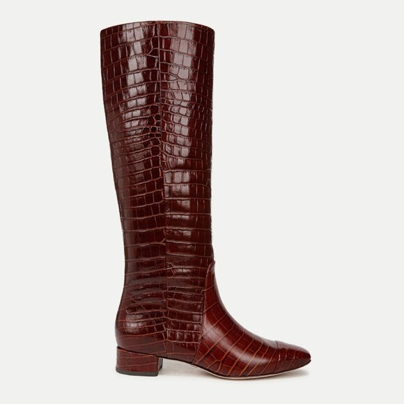 NWOB Veronica Beard CECILE CROC-EMBOSSED TALL BOOT Boots 9 - Picture 2 of 10